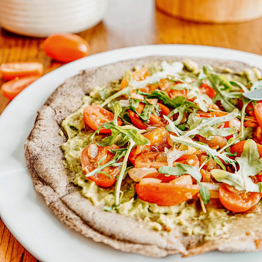 Buckwheat Crepe with Pan Fried Cherry Tomatoes